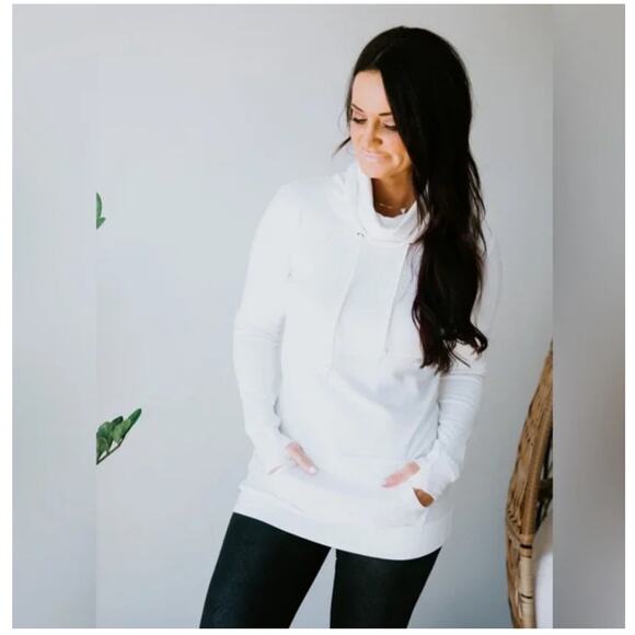 Lily & Lottie Tops - Lily & Lottie White Cowl Neck Tunic Sweatshirt - XS